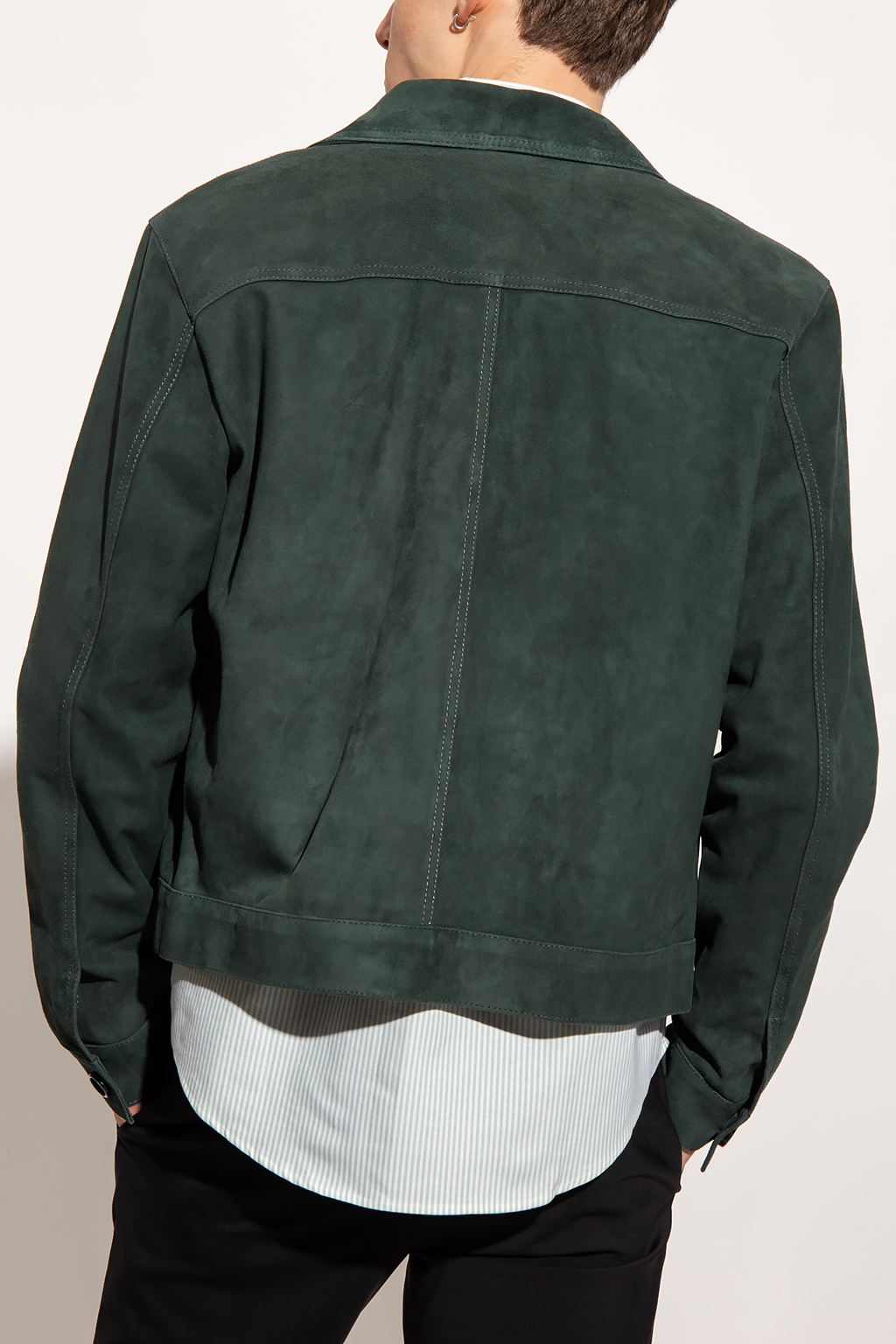 Men's Clothing Knitwear M3583831 - Green Suede jacket Ami Men's Clothing Knitwear M3583831 - Green Suede jacket Ami